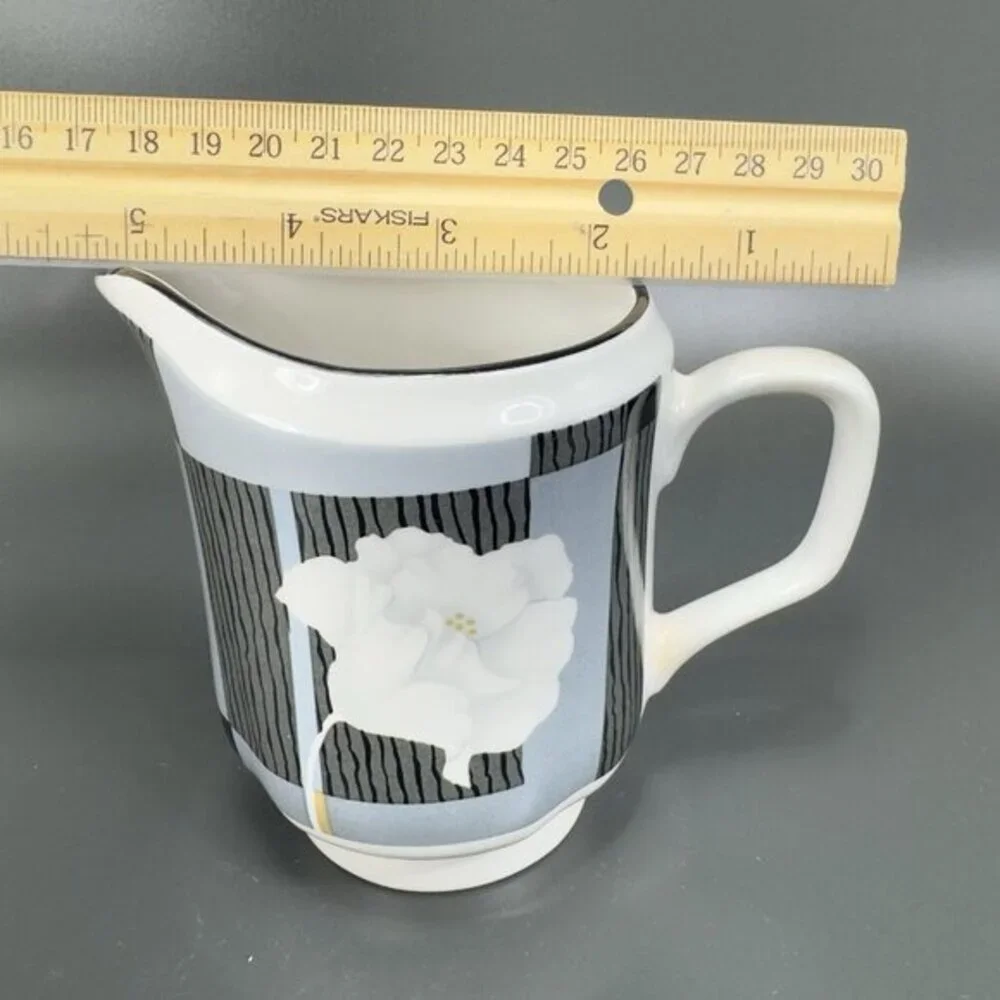 1988 Sango QUADRILLE Porcelain Small‎ Pitcher Creamer Ambience Made In Korea VTG